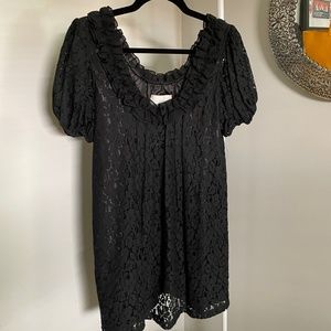 Black lace and Ruffle Cocktail / Semi Formal Dress